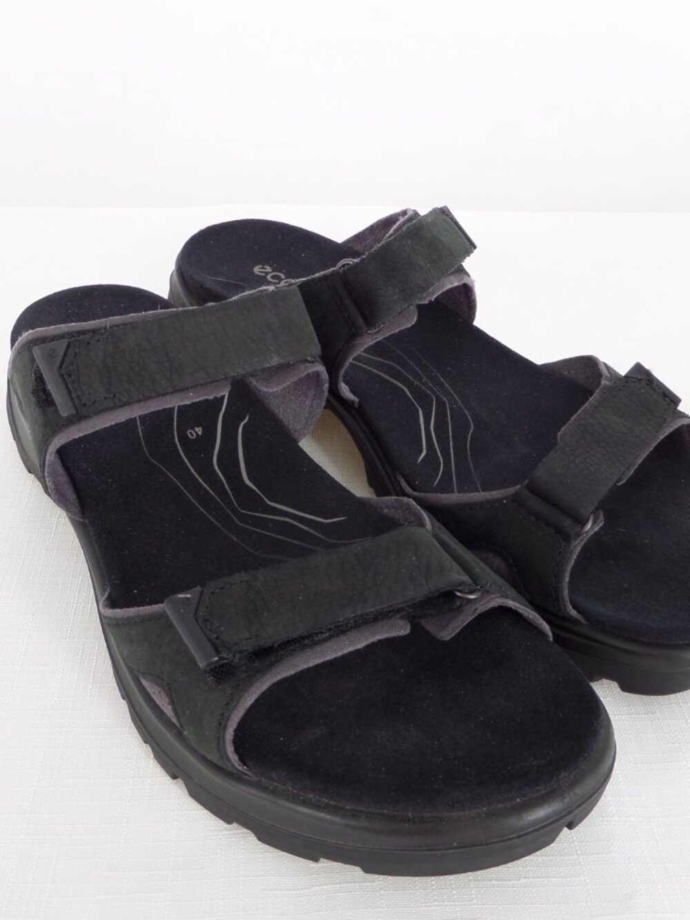 Ecco Woman's Sandel's Black Leather Size 9-9.5 M